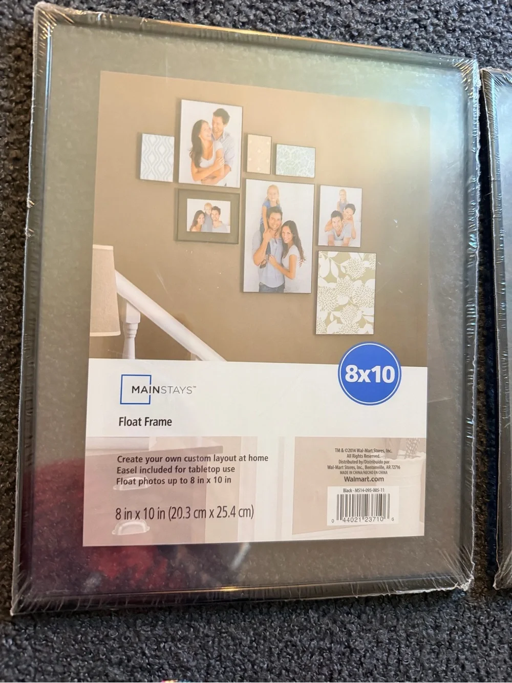 Set of 2 - 8x10 floating glass picture frames with black edge